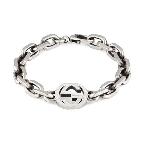 solid silver gucci chain bracelet bar clasp|More.